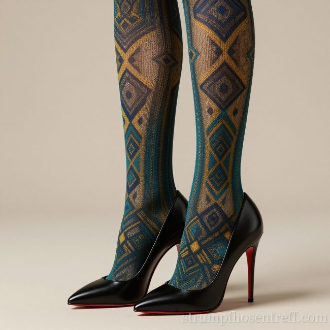 Gemusterte Strumpfhose mit High Heels